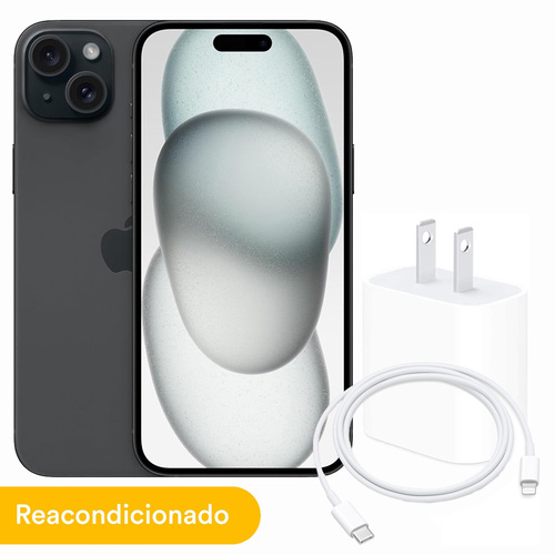 Creditienda - Celular Apple Iphone 15 128Gb eSim Negro (Reacondicionado certificado, con cable y adaptador genérico)
